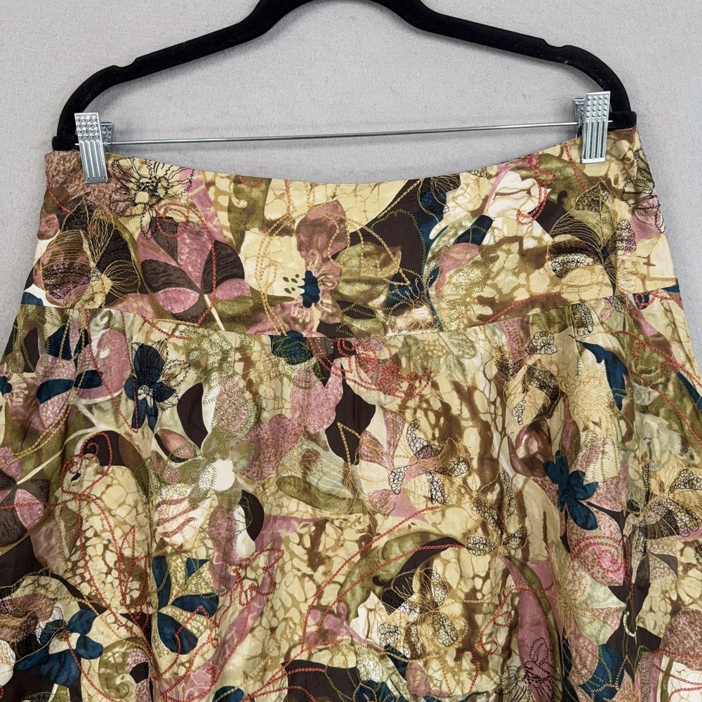 Chicos Skirt Womens 2.5 Colorful Silk Embroidered Floral Boho Luxury Flowy - Picture 11 of 12
